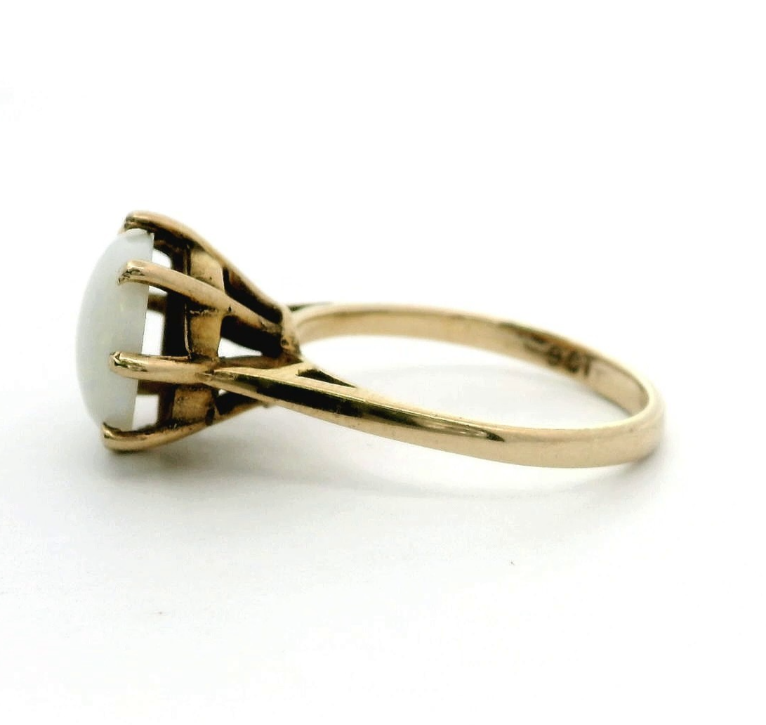 Opal 9ct Yellow Gold Ring Size M 1/2 Stamped 375 Solitaire Oct 3.2g