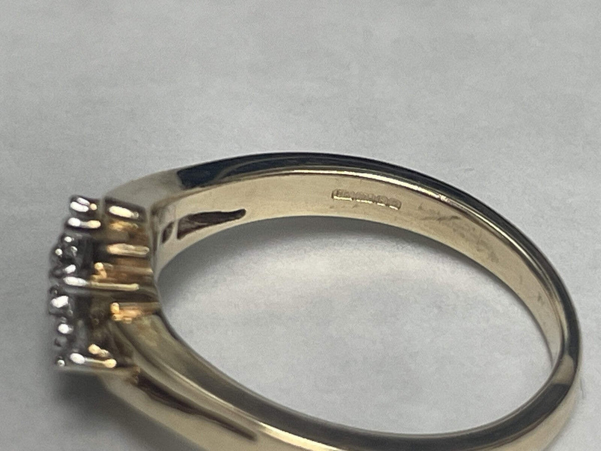 9ct Gold Ring Diamond Solid Band Hallmark Size N