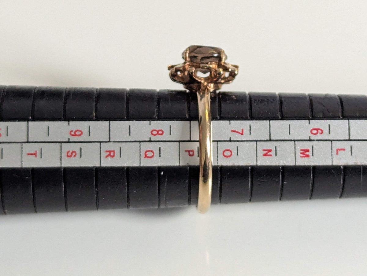 Vintage 9ct Gold Ring Quartz Solid Band Hallmark Size O 1/2