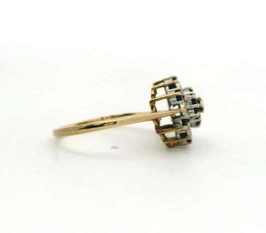 9ct Yellow Gold Ring Sapphire Diamond Stones Hallmarked Size N 1/2 2.4g