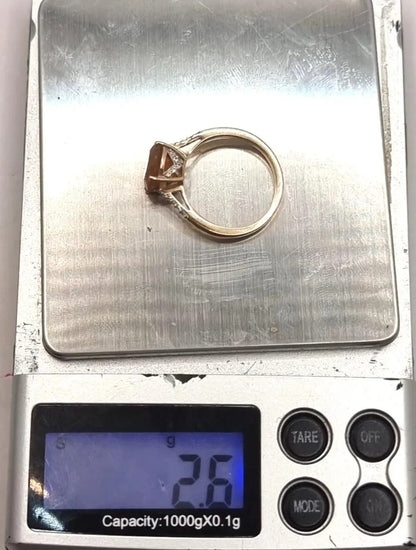 9ct Gold Fire Opal Ring Round Cut Size O 1/2 Hallmarked