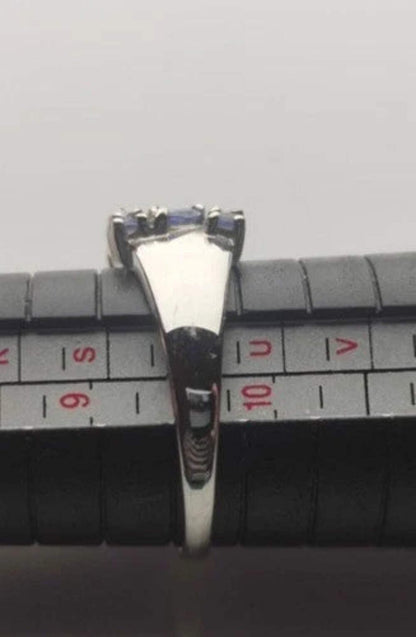 Tanzanite 9ct White Gold Ring Size T Hallmarked 375 3.7g December Birthstone