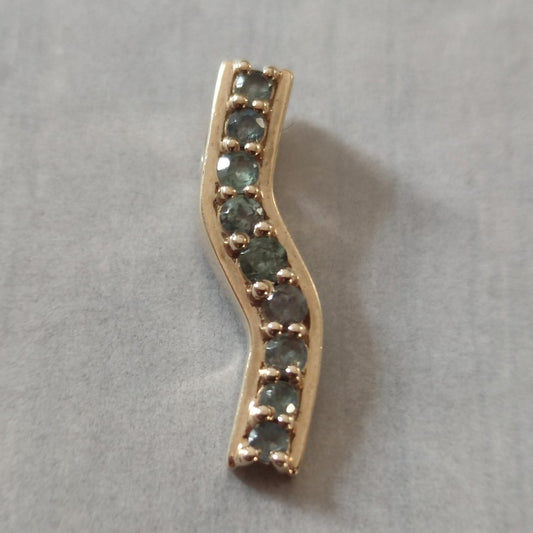 9ct Yellow Gold Wave Necklace Pendant Charm Topaz Stones UK Hallmark