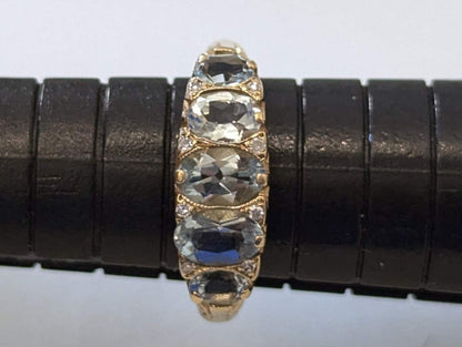 9ct Gold Ring Aquamarine and Diamond Sheffield Hallmark Size K 1/2