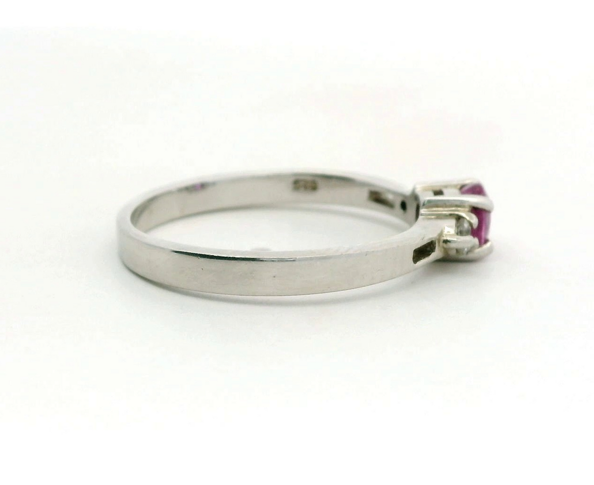 Silver Ruby Topaz Ring Hallmark July Birthstone Cluster 3.1g 925 Sterling