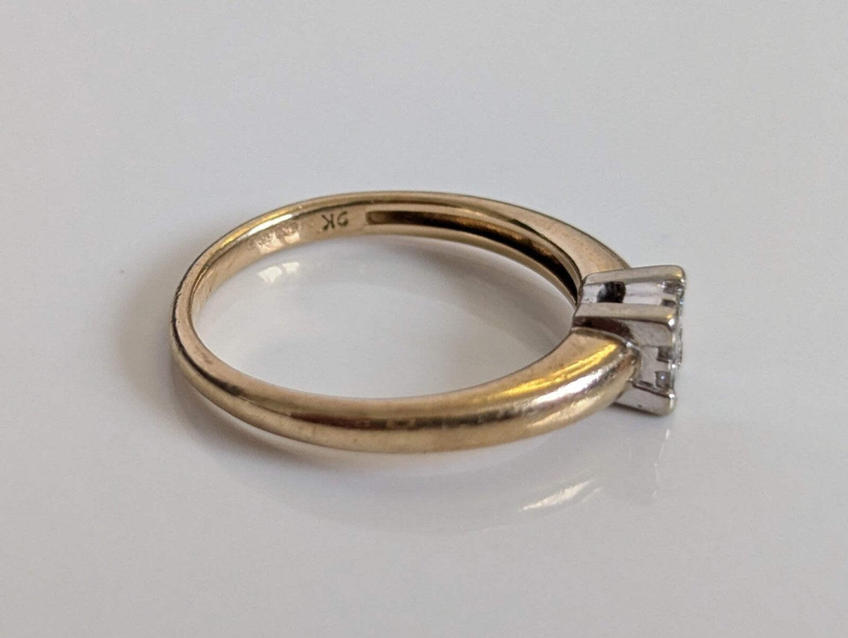 9ct Gold Engagement Ring Diamond Solid Band Hallmarked Size M