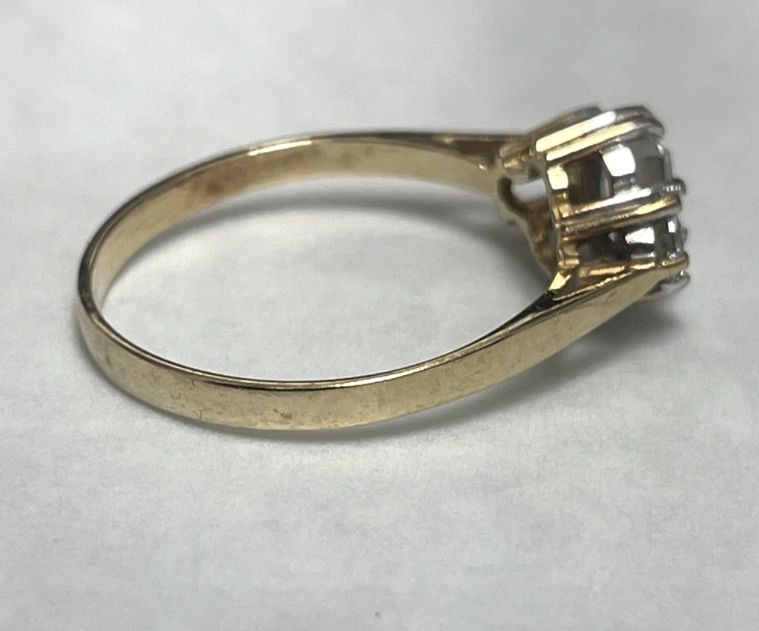 9ct Gold Ring Cubic Zirconia Fine Solid Band Hallmark Size O