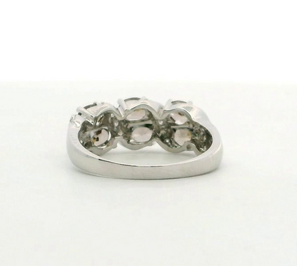 9ct White Gold Ring Quartz And Diamond Hallmark Size M 1/2