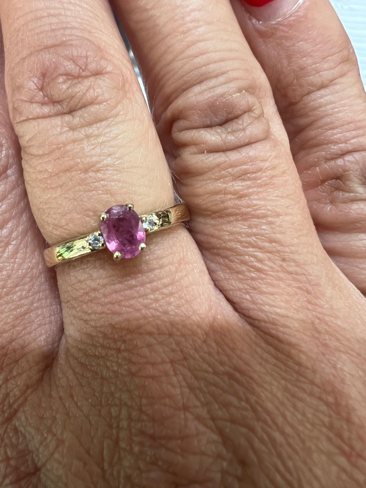 9ct Yellow Gold Ring Ruby Zircon Stones Size N 1/2 Hallmarked 2.5g Certification