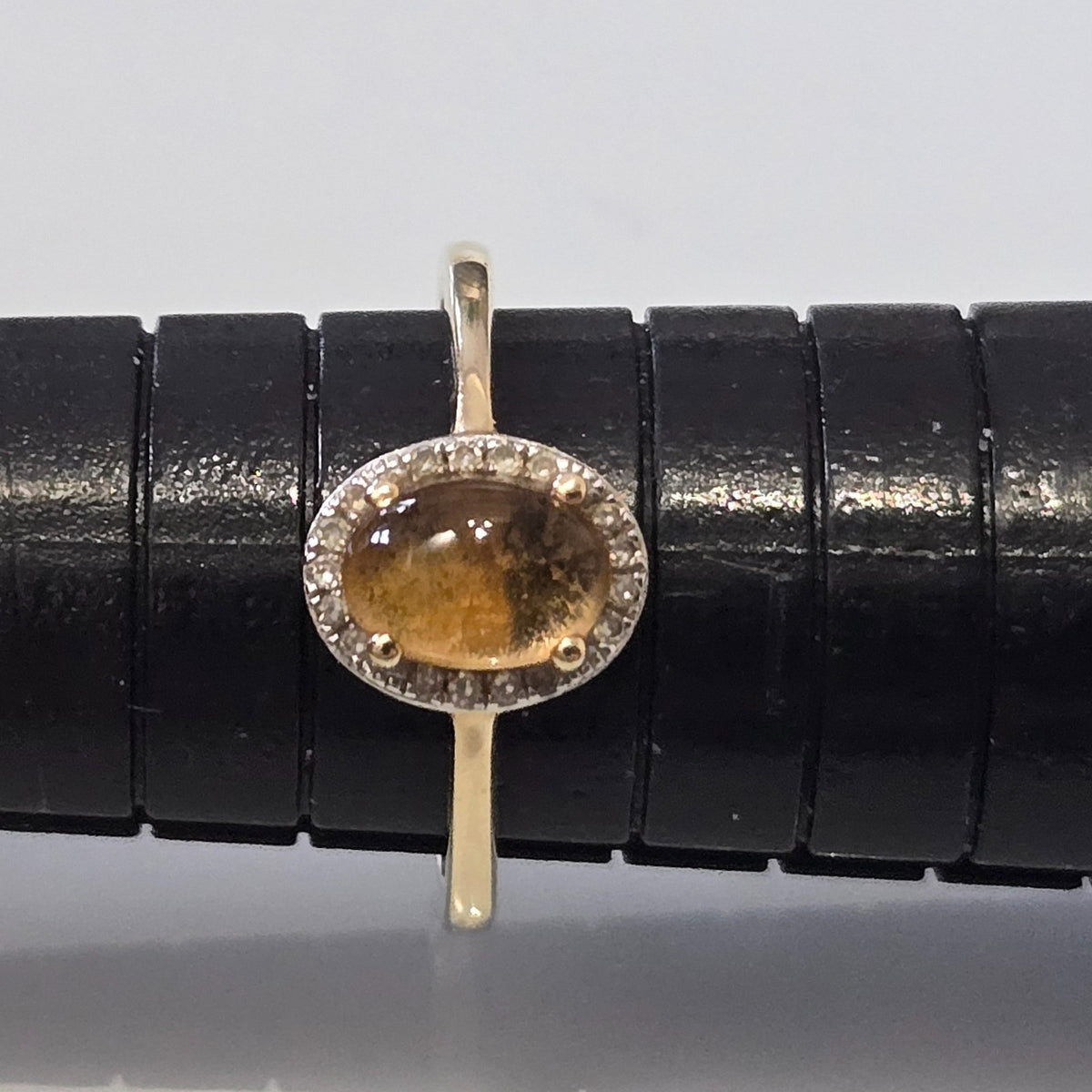 14ct Gold Citrine Diamond Ring Size M Hallmarked 585 November Halo 1.9g