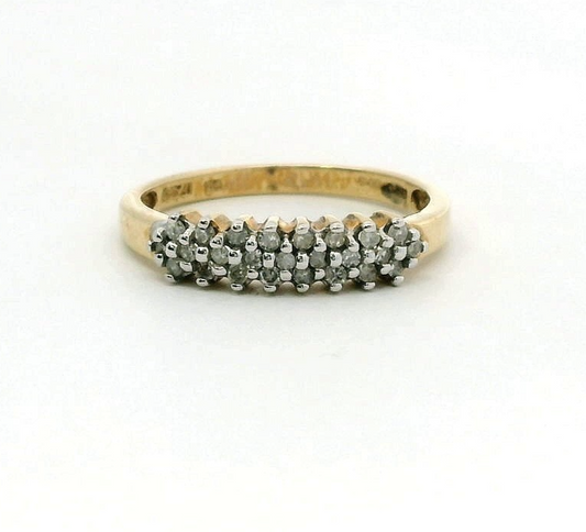 Vintage 9ct Gold Ring Diamond Stones Hallmarked Size N 1.6g Prong Setting
