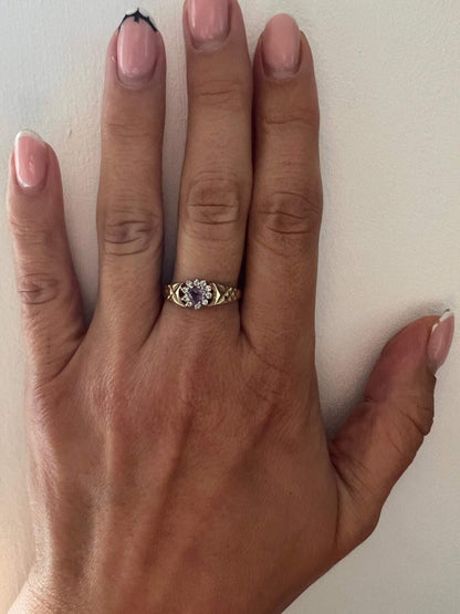 9ct Gold Ring Cubic Zirconia Hallmark Size P 1/2