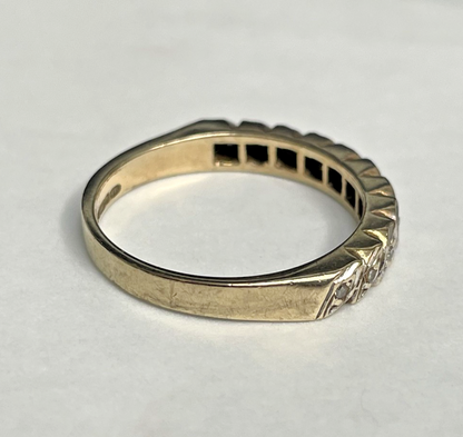 9ct Gold Ring Diamond Half Eternity 375 Hallmarked Size O 2.7g