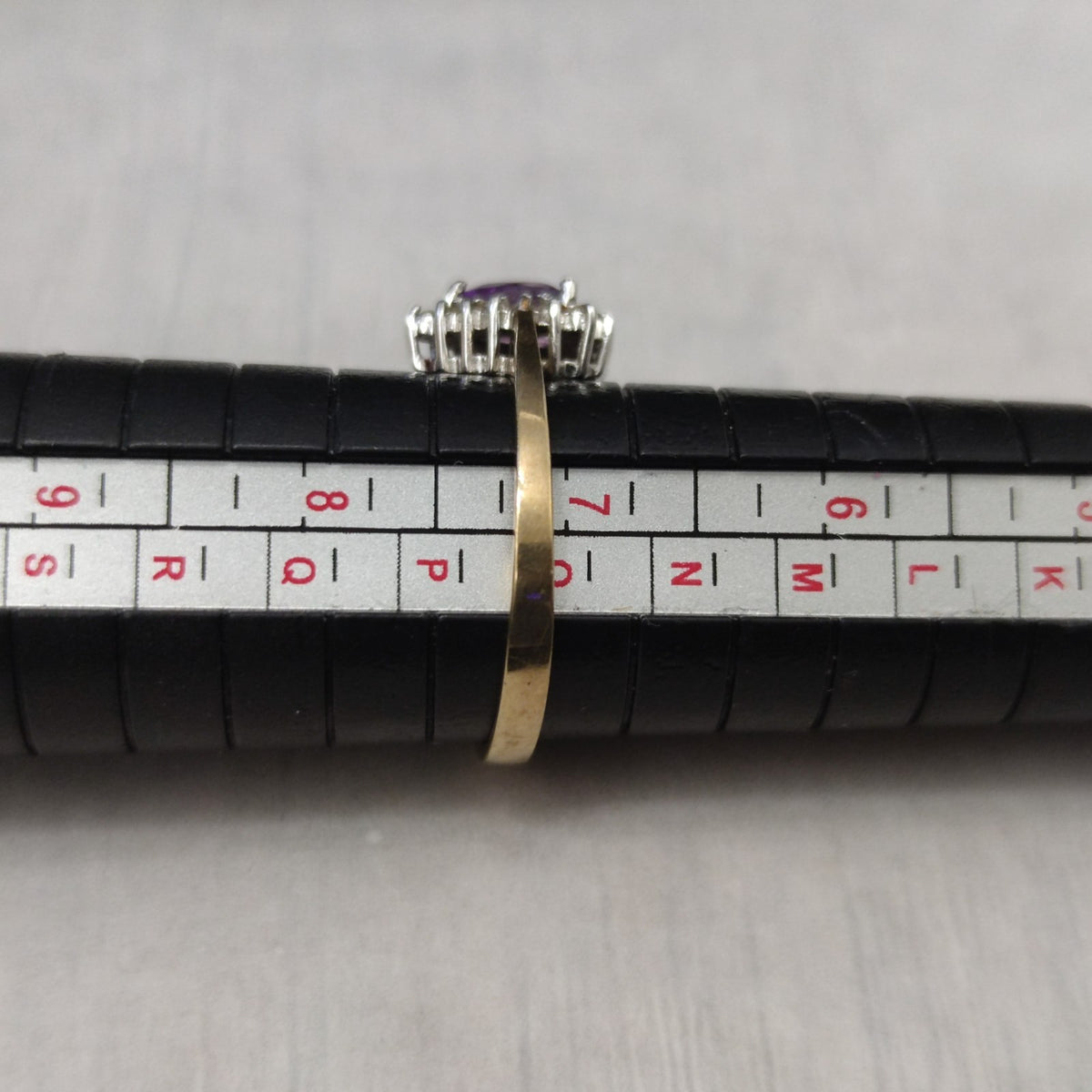 9ct Gold Amethyst Diamond Ring Size O Hallmark 375 Pear Teardrop Cluster