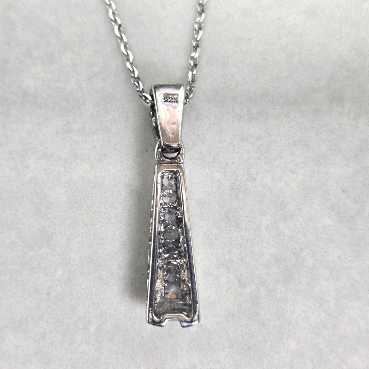 925 Sterling Silver Turquoise Pendant Necklace 18" Stamped Link Chain December
