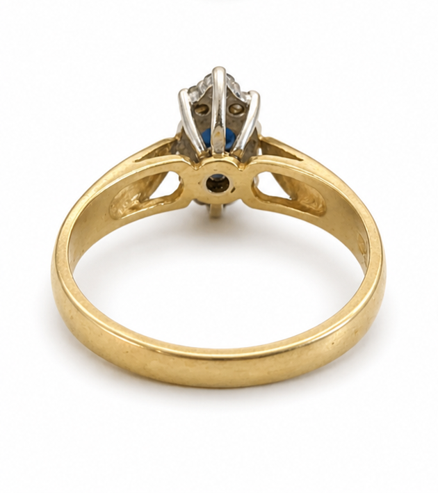 18ct Gold Sapphire Diamond Ring Size N Hallmarked 750 September 3.8g