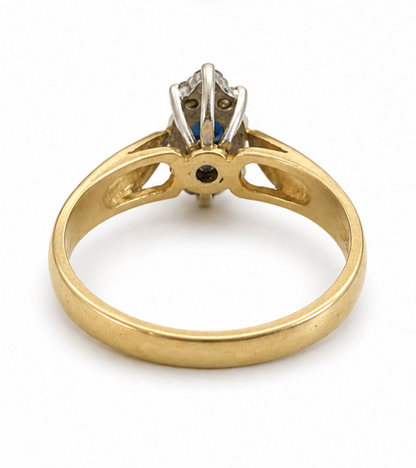 18ct Gold Sapphire Diamond Ring Size N Hallmarked 750 September 3.8g