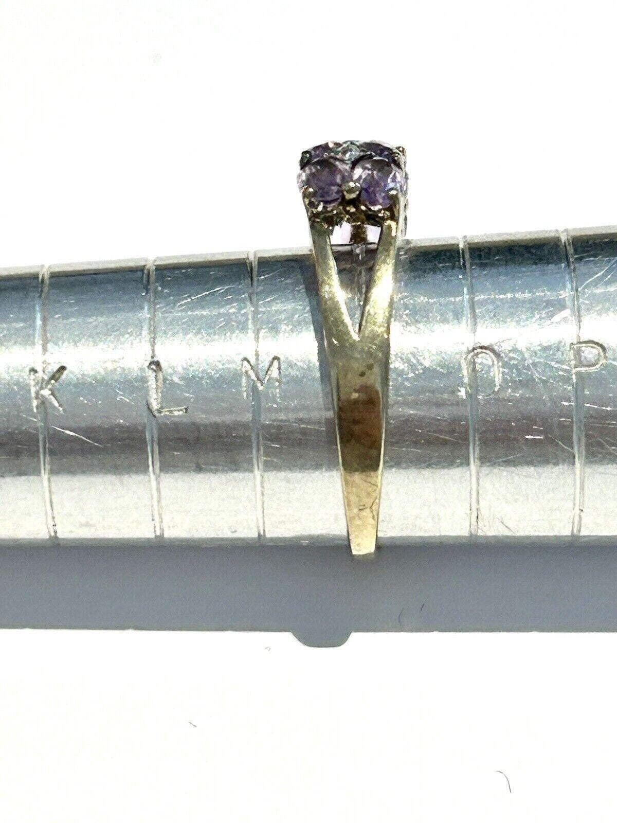 9ct Gold Ring Amethyst Diamond Size N Hallmarked 375 2.9g