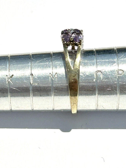 9ct Gold Ring Amethyst Diamond Size N Hallmarked 375 2.9g