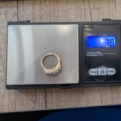 9ct Gold Ring Aquamarine and Diamond Sheffield Hallmark Size K 1/2