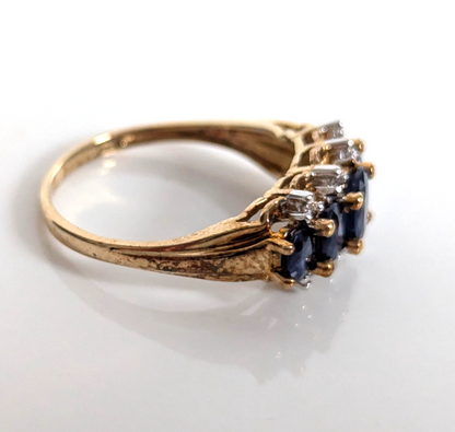 Vintage 9ct Gold Sapphire Diamond Ring Size Q Hallmark 375 21 2.8g