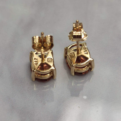 9ct Yellow Gold Stud Earrings Topaz Stones Hallmarked Size 15mm x 6mm