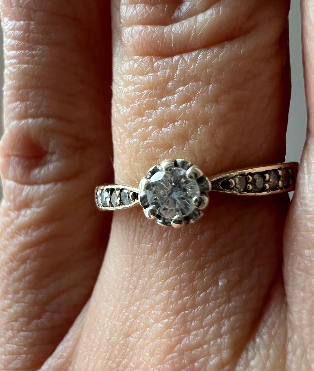 Diamond 9ct Gold Ring Size L Hallmarked 375 2.1g 0.25ct Gemstones