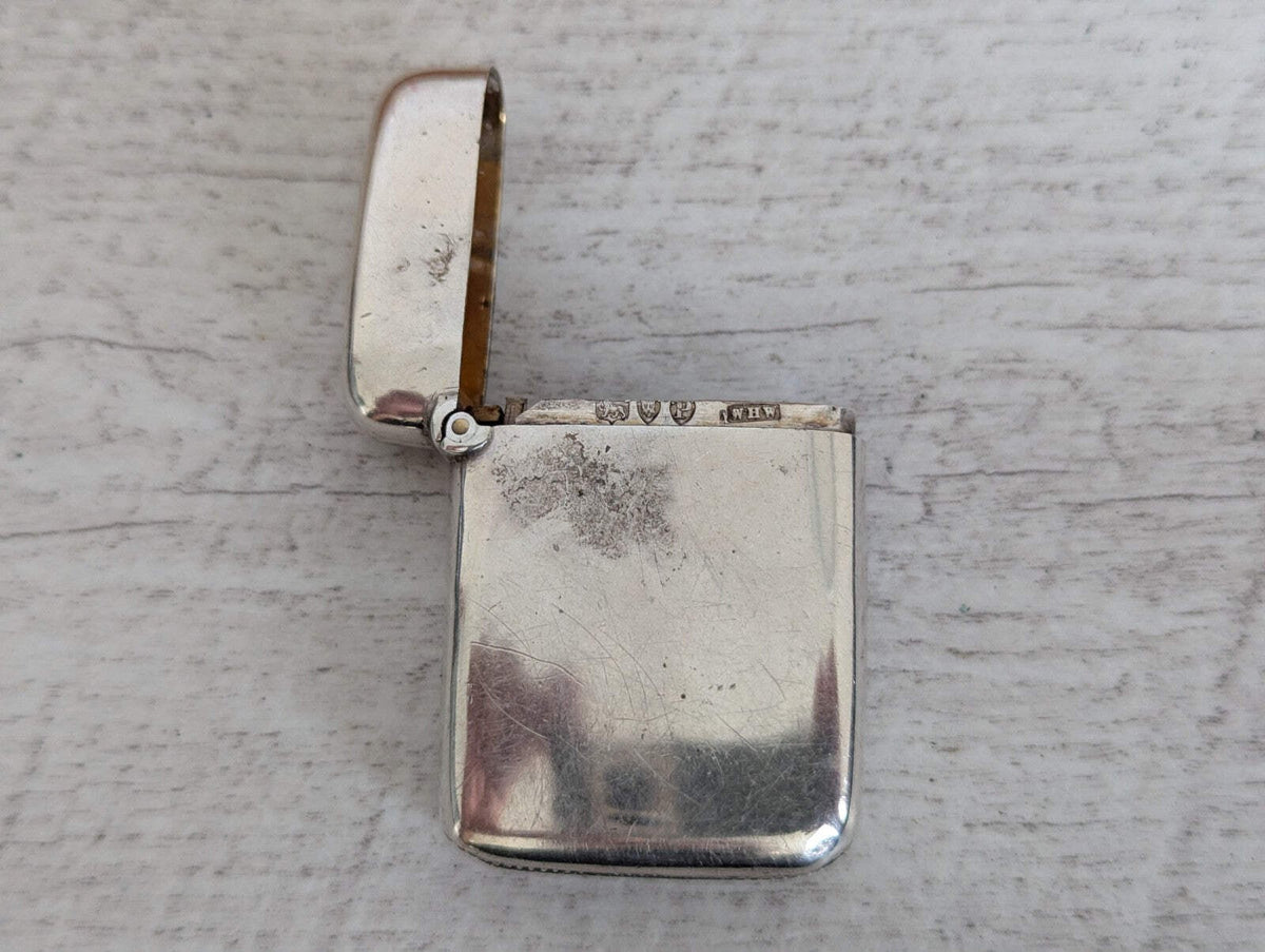 Antique 1891 Sterling Silver Vesta Case Birmingham Hallmarked 35 x 45mm