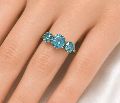 9ct White Gold Ring Topaz Blue Round 9k Stamped Size O 1/2 3.1g