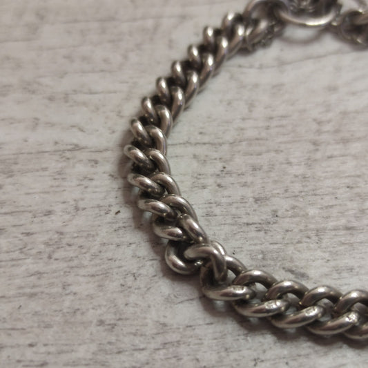 Links of London 925 Sterling Silver Chain Bracelet 22cm Stamped Padlock Heavy