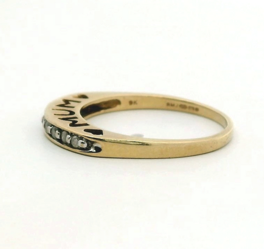 9ct Gold MUM Ring Diamond 0.10ct Gemstones Size N Hallmarked Round Cut Stones