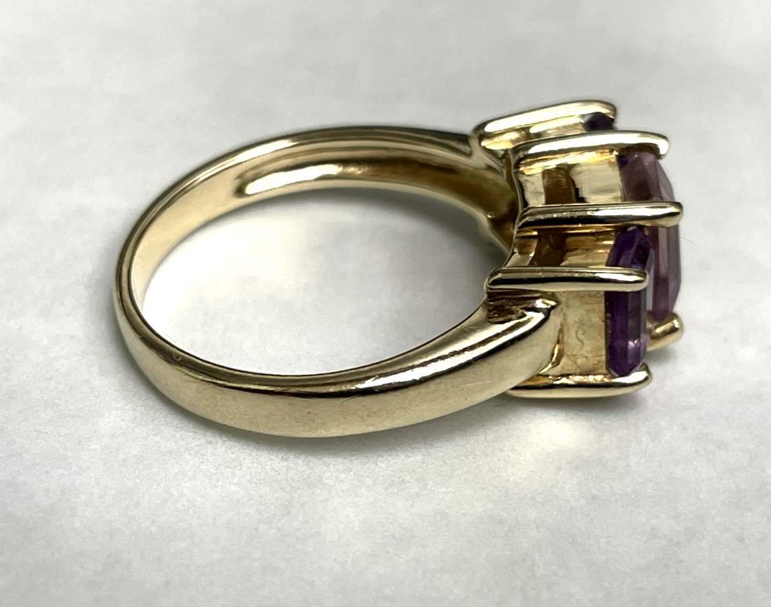 9ct Gold Ring Amethyst And Ametrine Hallmarked Size N Half