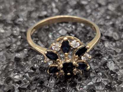 9ct Gold Ring Sapphire and Diamond Hallmark 1997 Size S 1/2