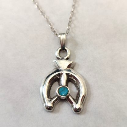 Silver Naja inspired Pendant Necklace Turquoise Stone 925 Stamped 46cm