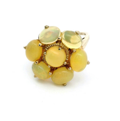9ct Gold Opal Ring Size N 1/2 UK 2011 Hallmarked Cluster Cocktail 3.2G