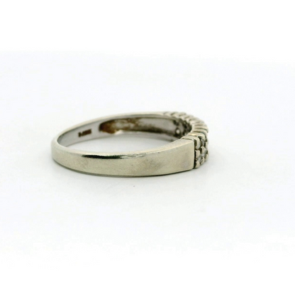 9ct White Gold Ring Diamond Stones Double Row Size M Hallmarked 2.1g