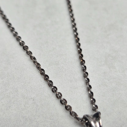 Silver Necklace Pendant Cubic Zirconia Stone 925 Stamped 44cm Length Chain