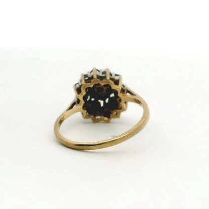 9ct Yellow Gold Ring Sapphire Diamond Stones Hallmarked Size N 1/2 2.4g