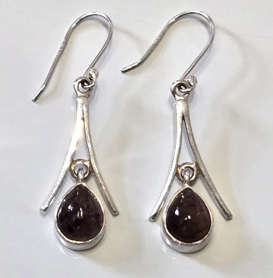 925 Sterling Silver Cacoxenite Drop Earrings Super Seven Quartz Hook Certificate