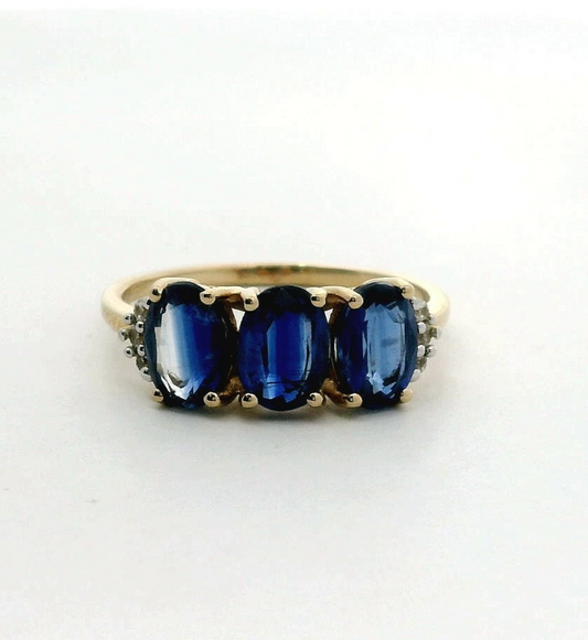 9ct Yellow Gold Ring Size Q Nilamani Zircon Stones Hallmarked Certification