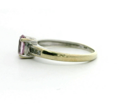 9ct White Gold Ring Sapphire Diamond Stones Hallmarked Size K 1.7g Prong Setting