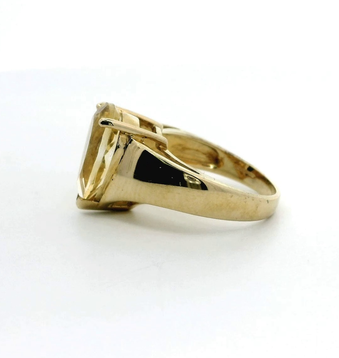 9ct Gold Solitaire Statement Ring Citrine Stone Size N 1/2 Hallmarked