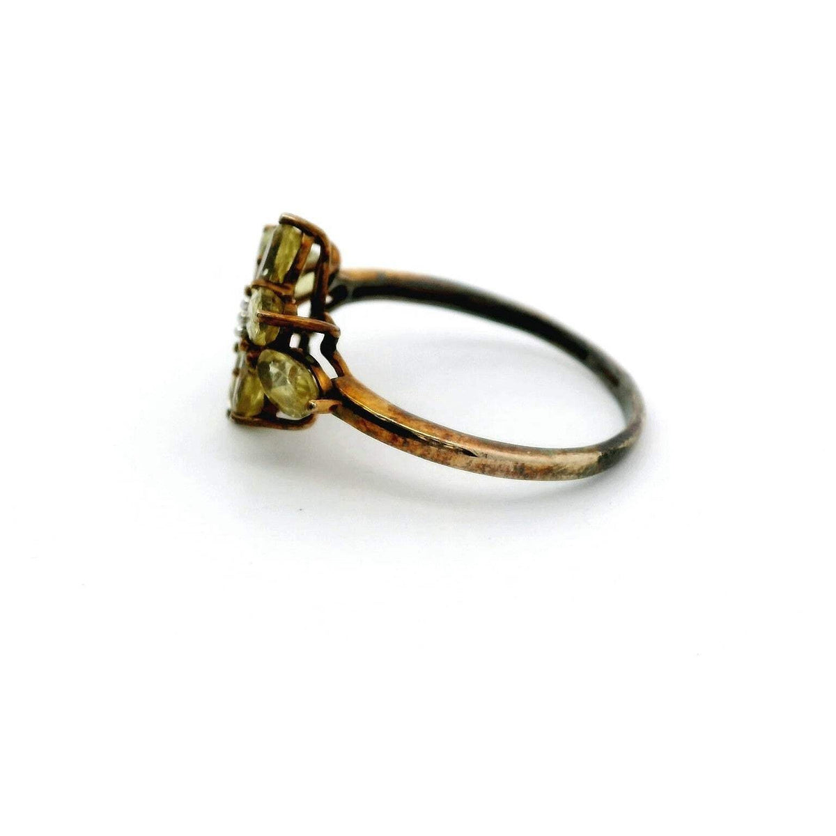 Apatite Diamond Ring 9ct Yellow Gold Size R 1/2 Hallmarked Cocktail 2.3g