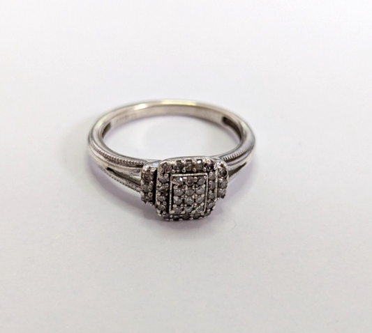 Silver Engagement Ring Diamond 925 Hallmarked Size K 1/2 2.1g