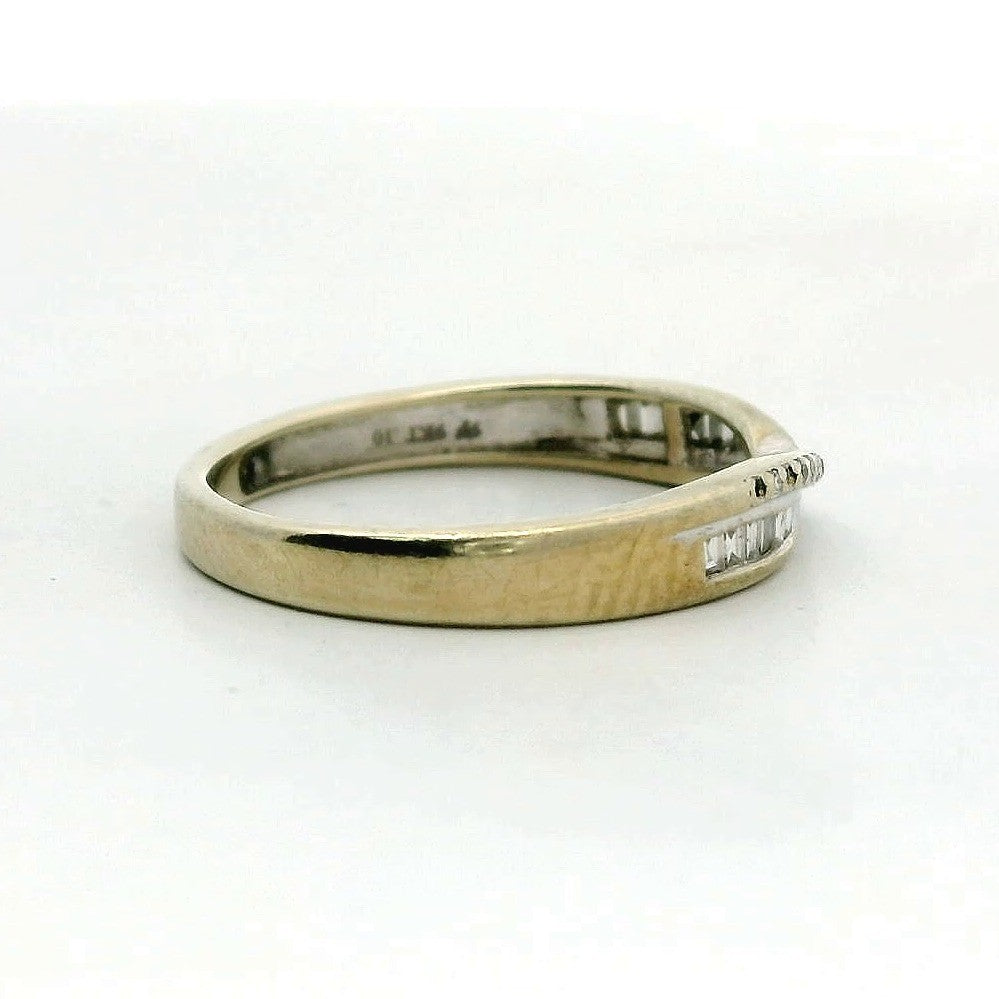 9ct Gold Twist Band Ring Diamond Gemstones Size K Metal Hallmarked 1.7g