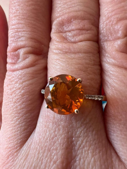 9ct Gold Fire Opal Ring Round Cut Size O 1/2 Hallmarked