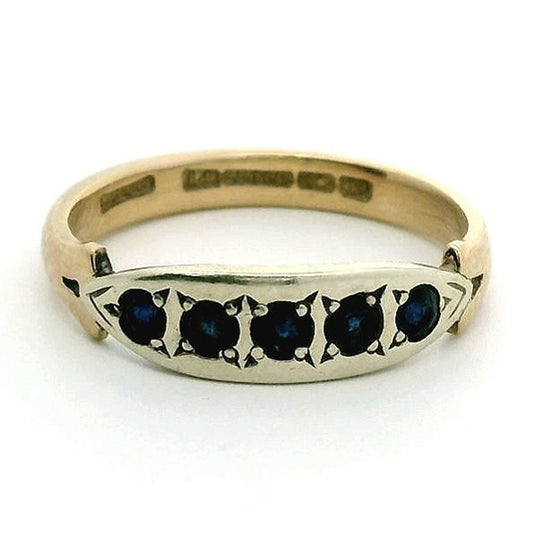 Victorian 14ct Yellow Gold Sapphire Ring Size L 1/2 Hallmarked  2.3g