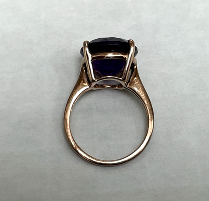 9ct Rose Gold Ring Purple Amethyst Single Hallmarked Size J 1/2