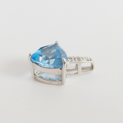 9ct White Gold Small Pendant Charm Topaz Diamond Gemstones Hallmarked 1.6g