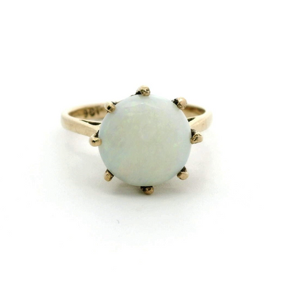Opal 9ct Yellow Gold Ring Size M 1/2 Stamped 375 Solitaire Oct 3.2g